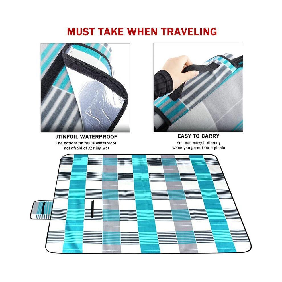 200 X 200cm Picnic Blanket, Waterproof Portable Foldable Blanket, Sand Control Outdoor Beach Mat with Handles for Camping, Beach and Picnic