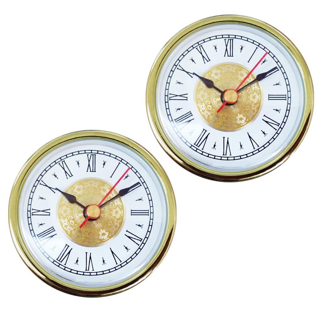 2Pcs Elegant 65MM Quartzs Clock Insert for DIY Repair with Roman/Arabic Numerals and Gold Silver Trim for Clock Creation