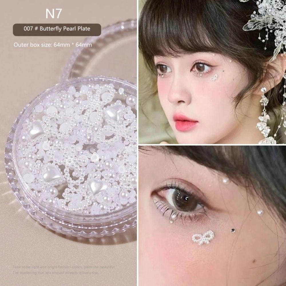 1 Box Pearl 3D Rhinestones Sticker Flower Eyes Face Facial  Sticker  DIY Decoration