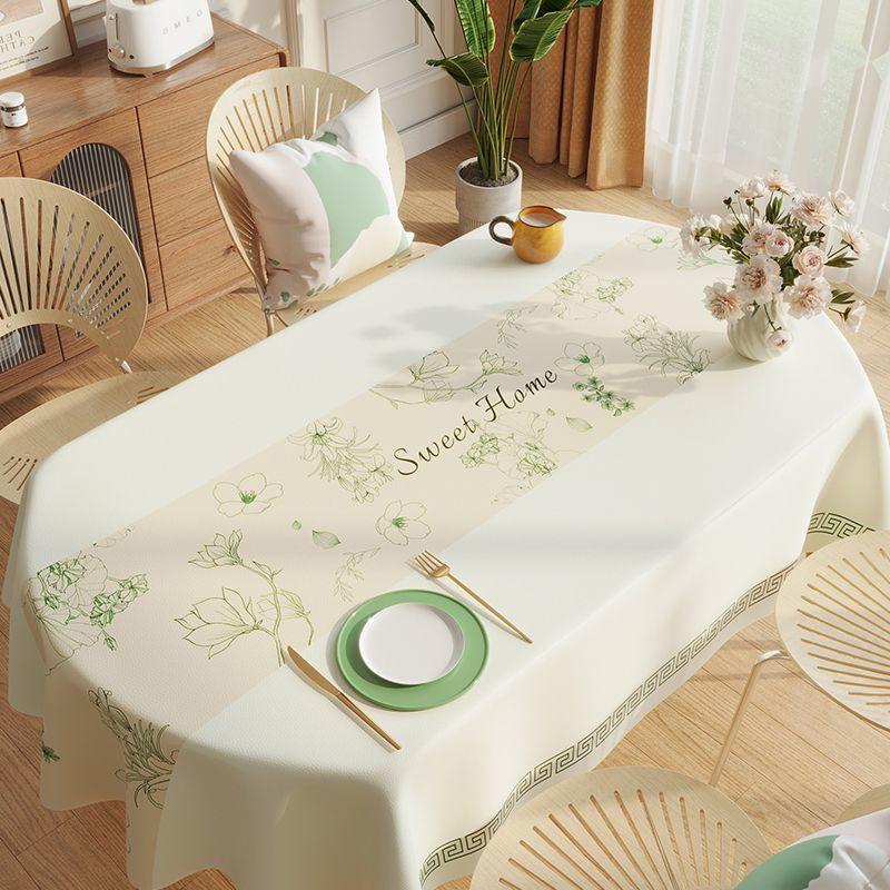 Oval Rectangular Universal Table Waterproof Tablecloth  Green Oil Proof Pvc Table Cover  Dining Table Cover Coffee Shop Decor