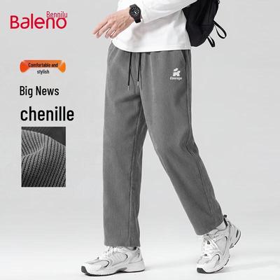 Baleno Men's Chenille Straight-Leg Casual Trousers