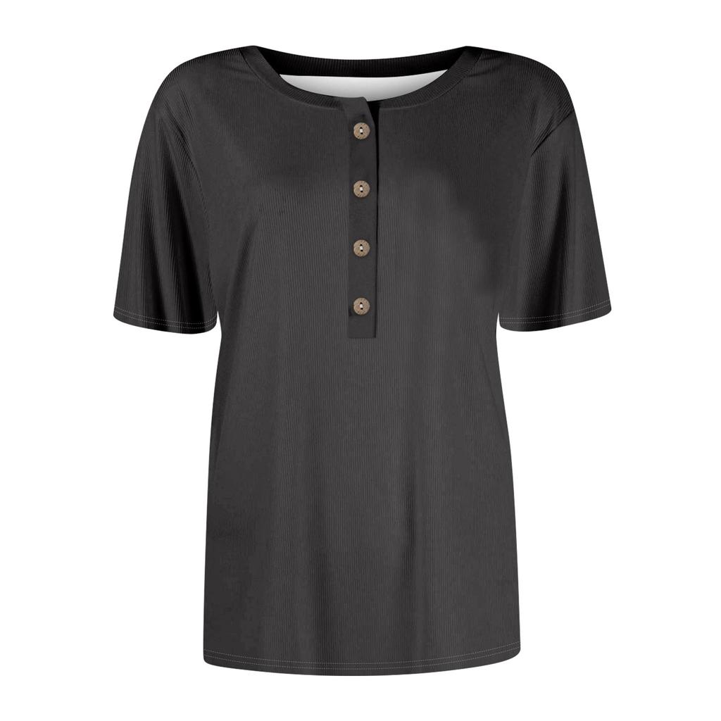 T-shirt da donna con scollo a V plissettato, eleganti, casual, camicette, stampa, maniche corte, estive, vestibilità ampia