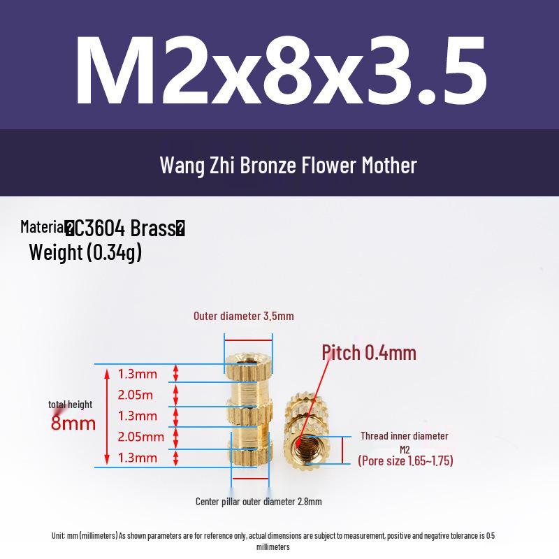 M1-M10 Knurled Brass Heat Insert Nut for Injection Molding