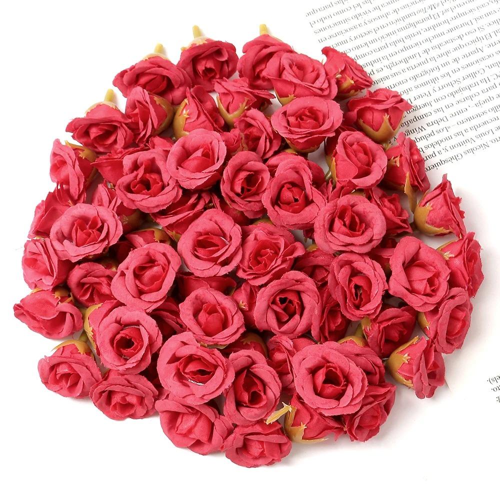 10/20/50Pcs 2cm Mini Rose Artificial Flowers Heads For Home Decor Wedding Decoration Fake Flowers DIY Wreath Scrapbook Gifts
