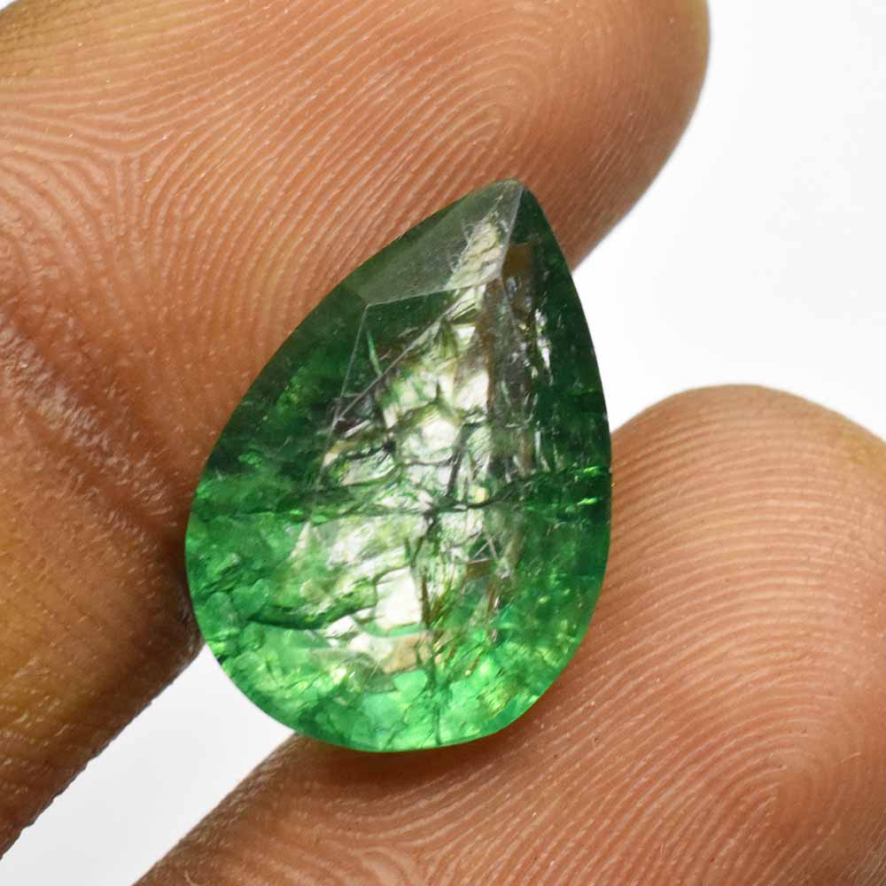 Natural Loose Gemstone High Quality Certified Green Emerald 6.80 Ct Pear Cut