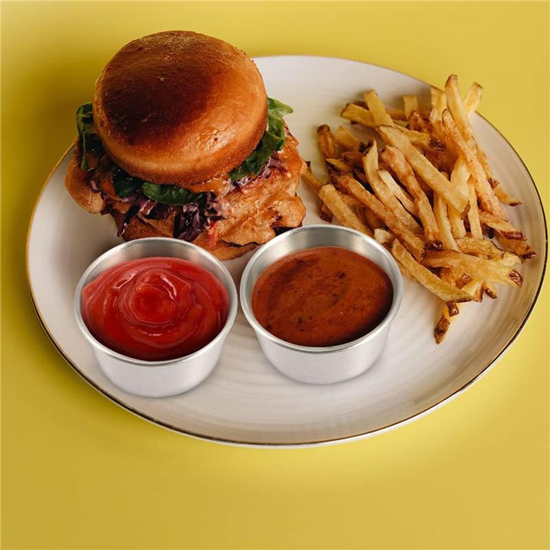 

ABNO-Ramekin Sauce Dipping Bowl Mini Sauce Cups Pudding Condiment Cups For Home Party Restaurant (Silver 24PCS 70Ml) срібний