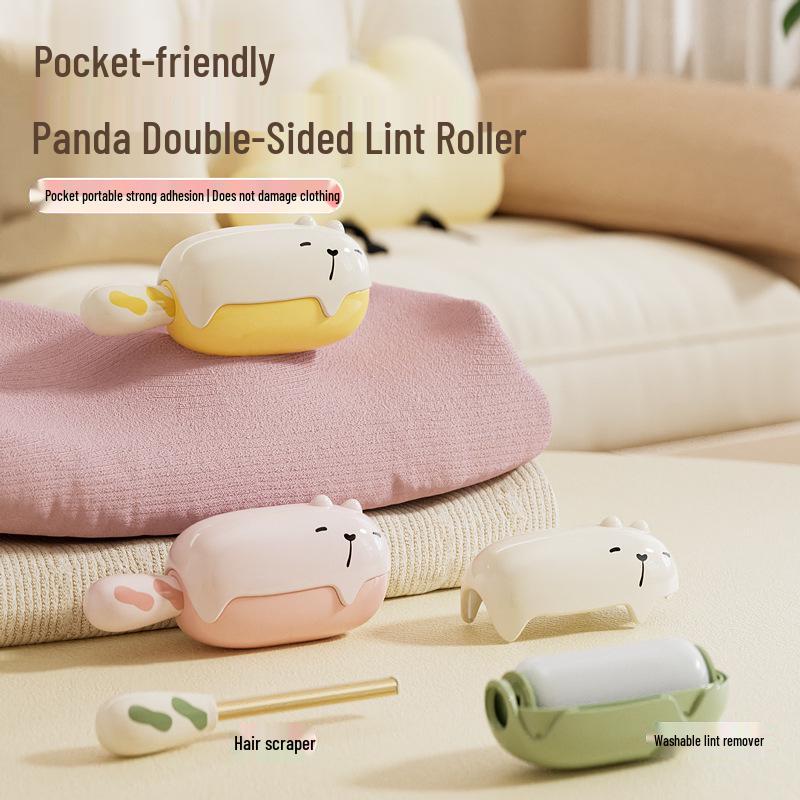 Bear Stick-On Lint Roller & Scraper: Reusable, Washable & Portable 2-in-1 Household Tool