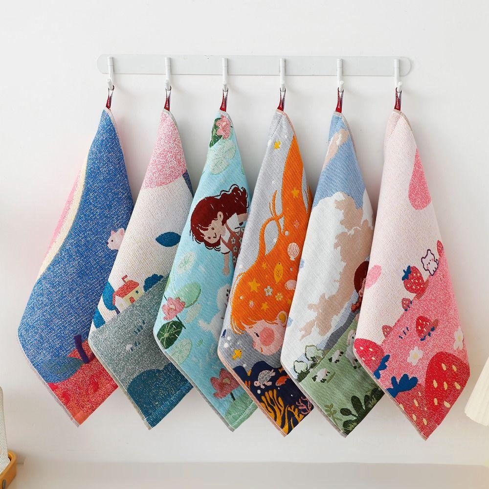 34x40cm Large Hand Towel Cartoon Quick Dry Pure Cotton Dish Cloth Decorative 4 Layer Cotton Gauze Handkerchief Towel