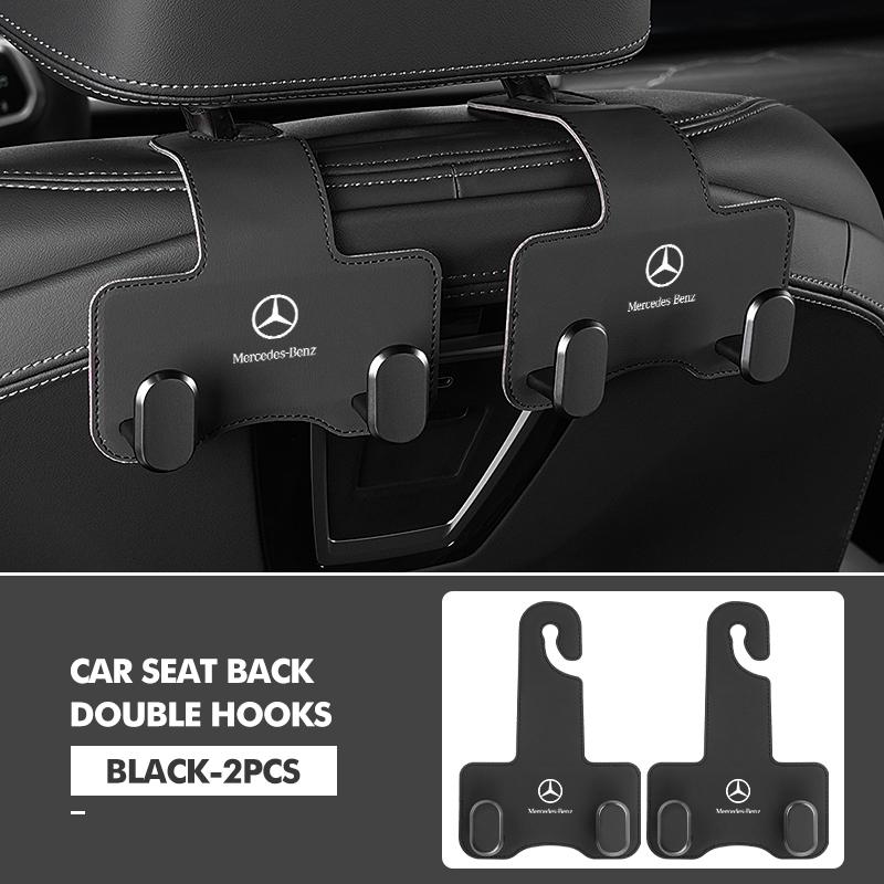 D6Car Rear Seat Double Head Storage Hook Headrest Hanger Clip For Mercedes Benz AMG A C E S G Class W201 W210 W108 W204 W205 W203