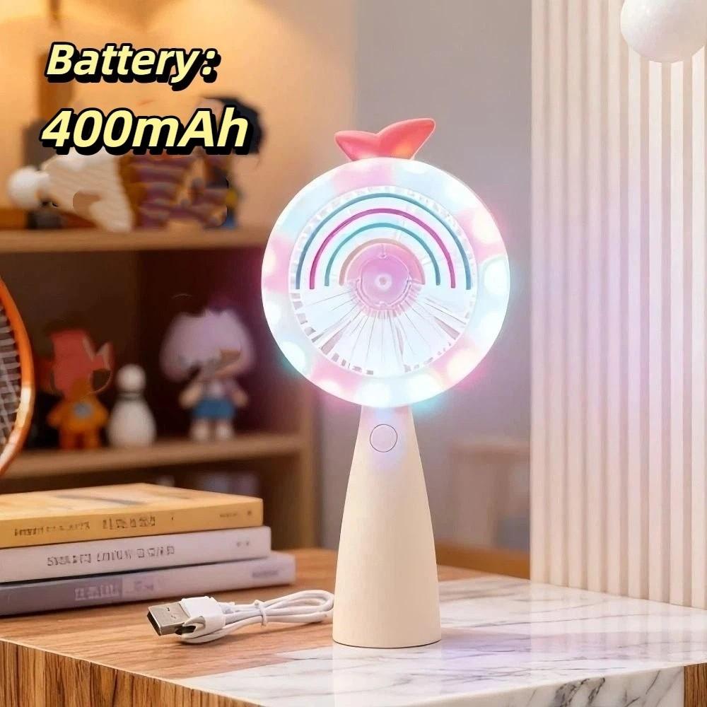 Compact Design Portable Handheld Mini Fan Cute Rainbow Light Rainbow Light Fan  Daily Cooling бежевый
