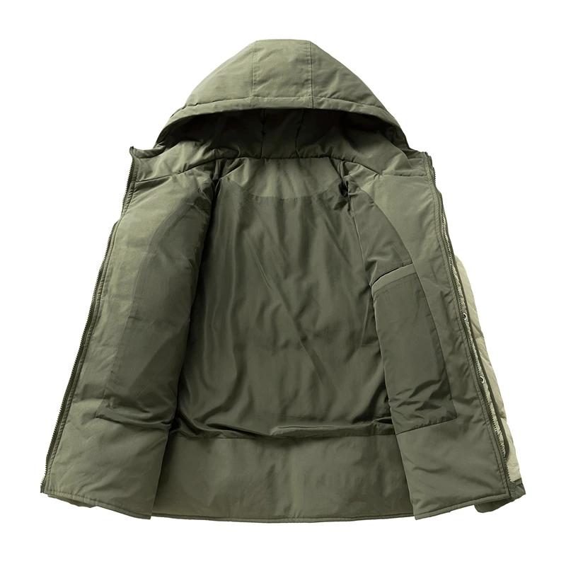 Herren Fake Zweiteiler Parkas Herren Lässiger Lockerer Kapuzenmantel Herren Dicke Baumwollgepolsterte Jacke Herren Patchwork Parka Streetwear Oberbekleidung