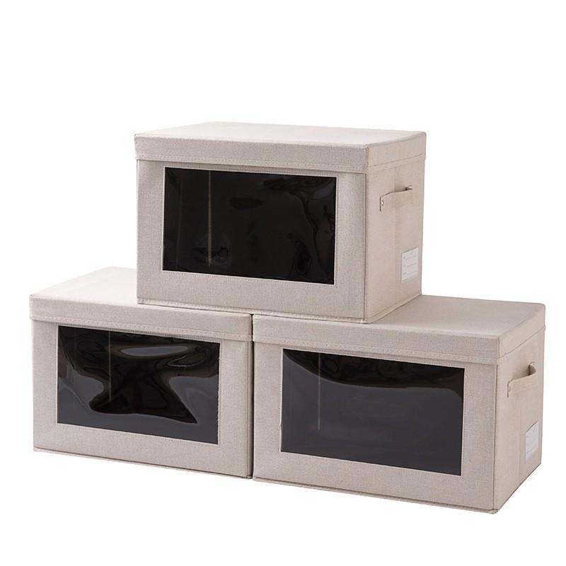 Foldable Fabric Storage Box With Lid Large Capacity Clothes Organizer Bedroom Closet