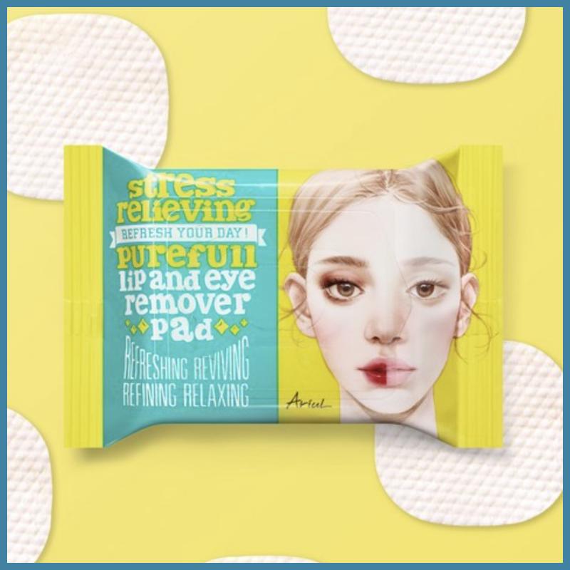 ARIUL Stress Relieving Purefull Lip & Eye Remover Pad 30pads(55g)*3EA/Cleansing Wet Tissue