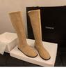 French niche long boots women's shoes 2025 new autumn and winter solid color thin but knee high knight boots