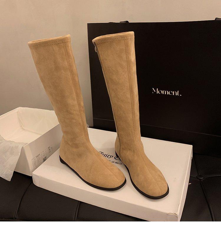 French niche long boots women's shoes 2025 new autumn and winter solid color thin but knee high knight boots