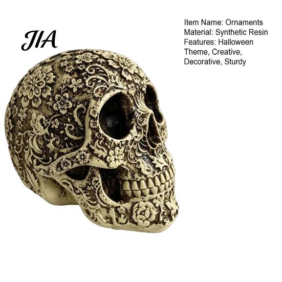 Halloween Tischdekorationen Kreative Totenkopfblumen Skulptur, Menschlicher Kopf Skelett Statue, Sammlerfigur Geschenke für Erwachsene Heimdeko,