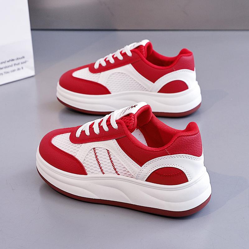 Simple mesh splicing breathable college style women's Korean version ins white shoes versatile casual shoes board shoes women