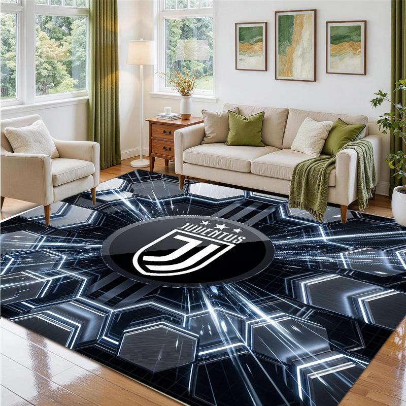 Juventus FC Design Crystal Velvet Rug Soft Decorative Mat for Bedroom Entrance
