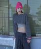 320SHOWROOM Wool Blend Round Neck Crop Stud Knit Tshirts Black