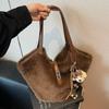 Winter New Fluffy Shoulder Bag Women Large Capacity Simple Texture Tote Bag Fashion Casual and Versatile Bucket Bag for Commute