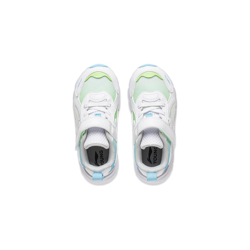 Li Ning Kids Starry Comfortable Casual Shock Absorbing Wear Resistant Low Top Casual Shoes Kids Casual Shoes White Green YKNU028-5