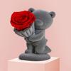 Flocking Bear Figurines with Preserved Rose Eternal Rose with Gift Box Romantic Gift for Girlfriend Wife Valentine's Day Anniversary Gift
