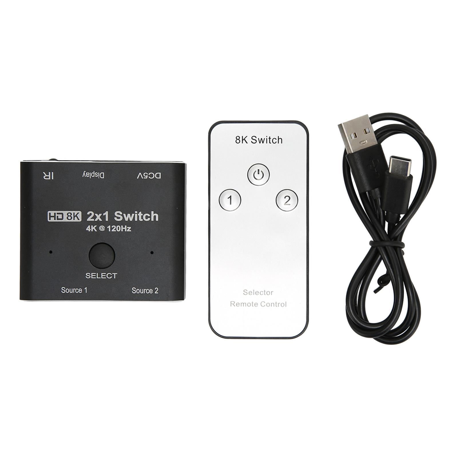 

Интерфейс мультимедиа HD 2.1 Switch 2 в 1 выход 8K на 60 Гц 4K на 120 Гц Plug and Play 48 Гбит/с высокоскоростной разветвитель для Xbox