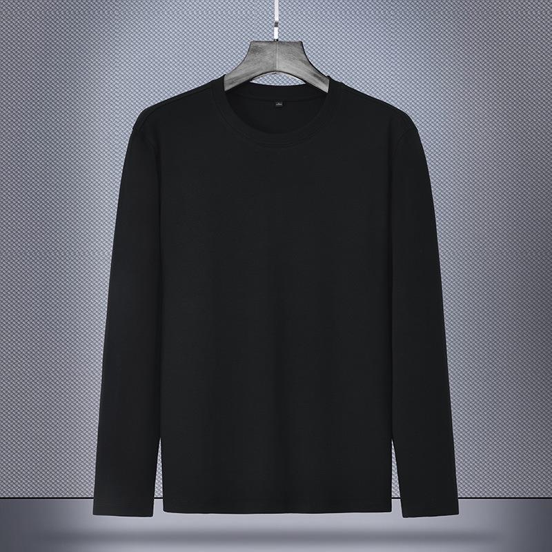 240g Double-Sided Liquid Ammonia Cotton Long Sleeve Unisex T-Shirt - New Solid Color Casual Base Layer for Autumn/Winter 2024