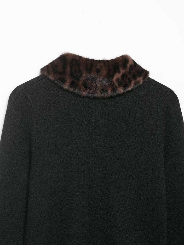 Women's Autumn Fur Collar Patchwork Knitwear – European & American Style