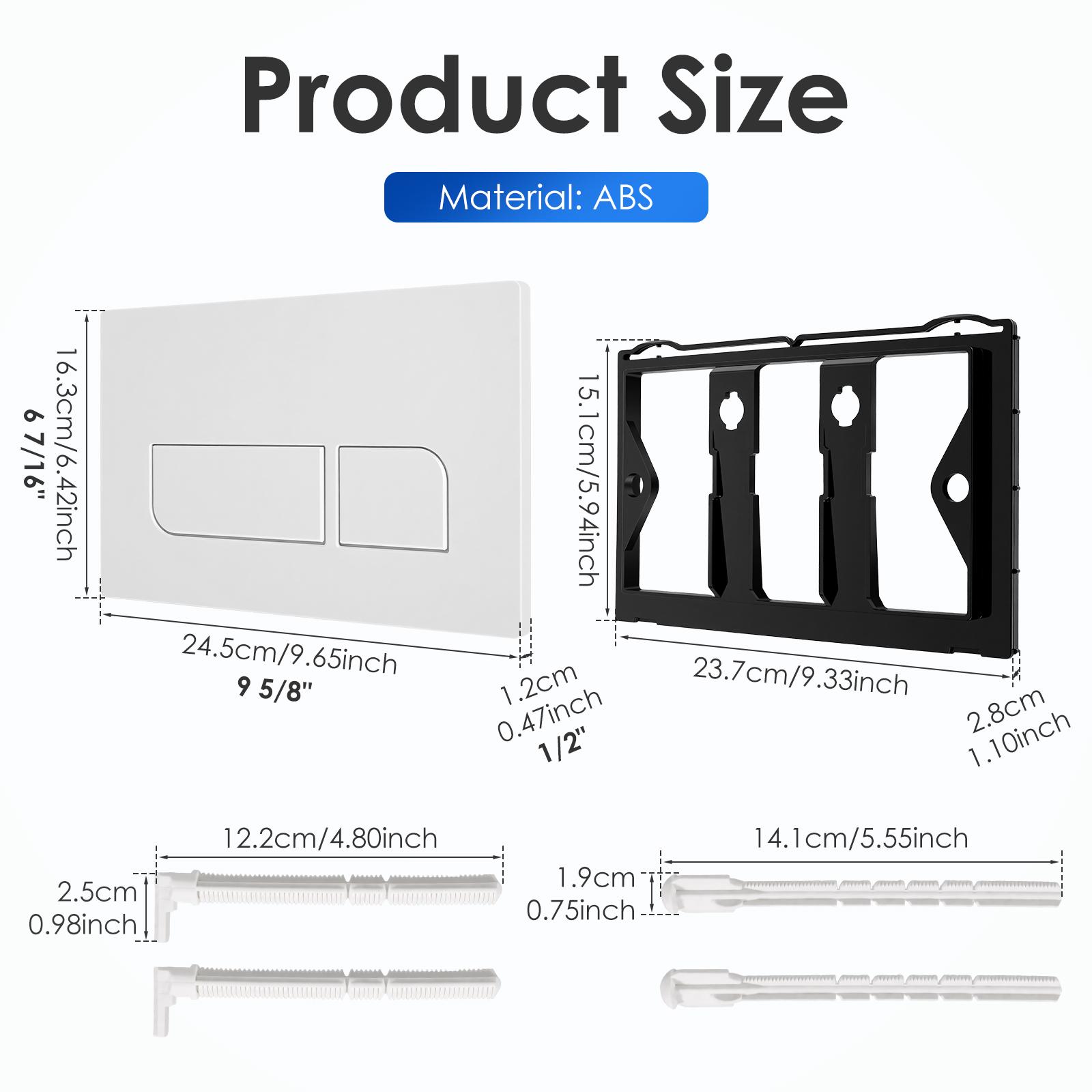 

Toilet Push Plate Compatible with UP300 UP320 Series Actuation Plates Double Flush with Flush Lever Set and Mounting Frame белый