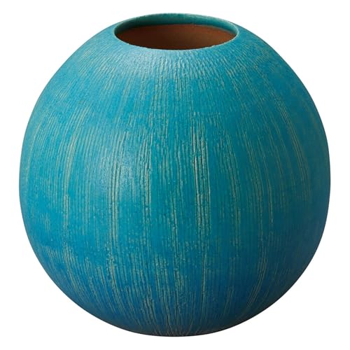 Marui Seito Shigaraki Ware Hechimon Ceramic Flower Vase, Approx. 17cm, Tama Seiran Blue, Made in Japan, MR-1-5529