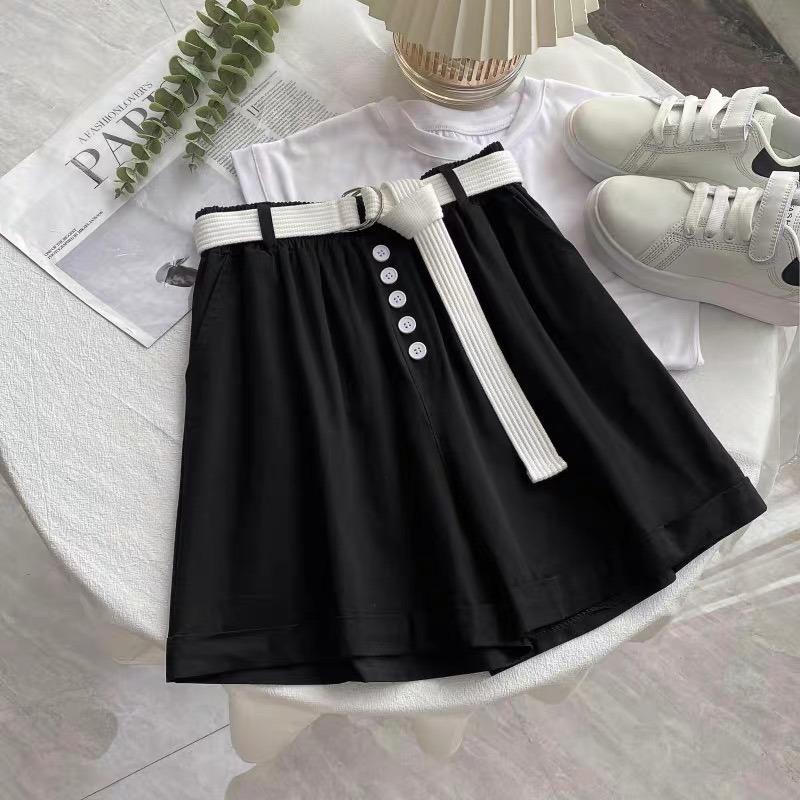 Fashion Buttons Loose Wide Leg Shorts for Women Summer New Thin Slim High Waist  Casual Shorts Woman A-line Solid Elegant Lady Shorts 24281