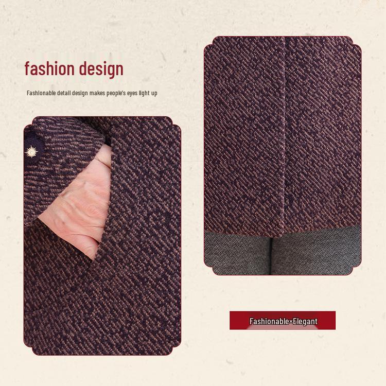 Grandma's New Spring Wool Coat for Elderly Women - Stylish Autumn and Winter Wear
