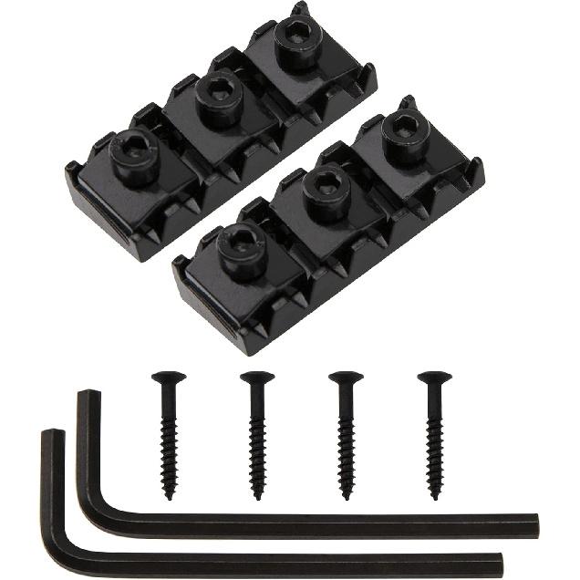 2Pcs Yootones 42mm Metal Guitar String Locking Nut Compatible with Floyd Rose Style Electric Guitar Tremolo Bridge Lock System (Black)