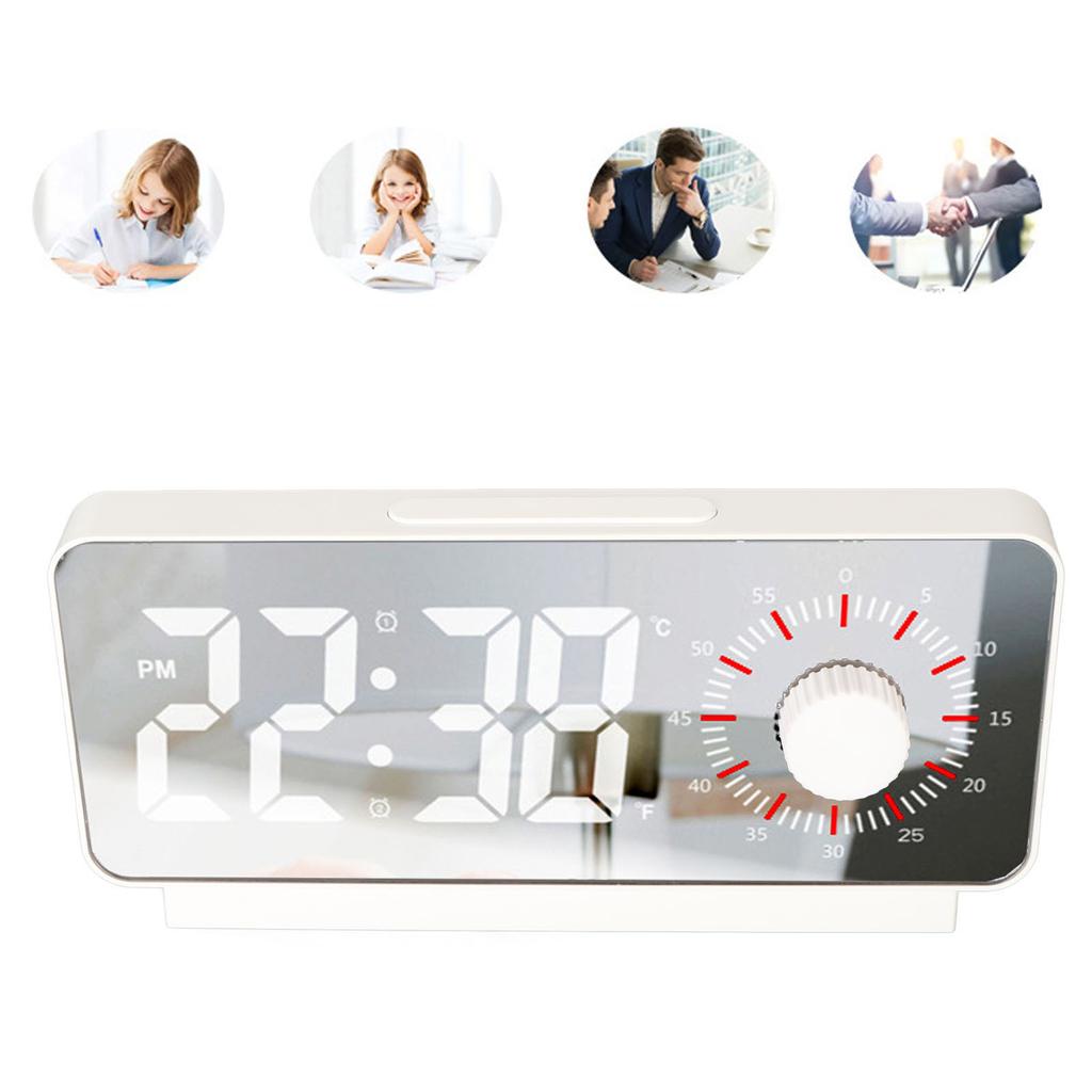 Digital Alarm Clock Dual Display 2 Adjustable Brightness Green Number 12H 24H LED Electronic Clock w