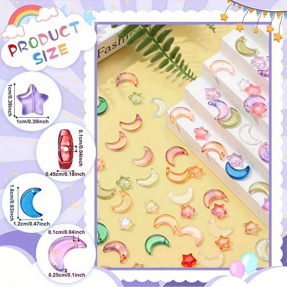 20/50/100pcs random color glass material star moon shape DIY bracelet necklace earrings keychain keychain pendant