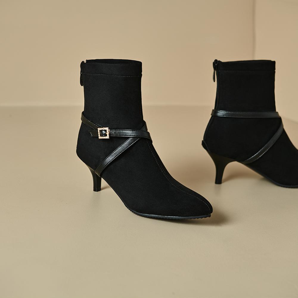 

Черные женские ботильоны на высоком тонком каблуке, маленькие и большие размеры 32 48 39 чёрный