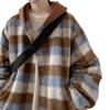 Męska kurtka z kapturem w kratę z wełny i bawełny: Modny Zimowy Płaszcz w Koreańskim Stylu