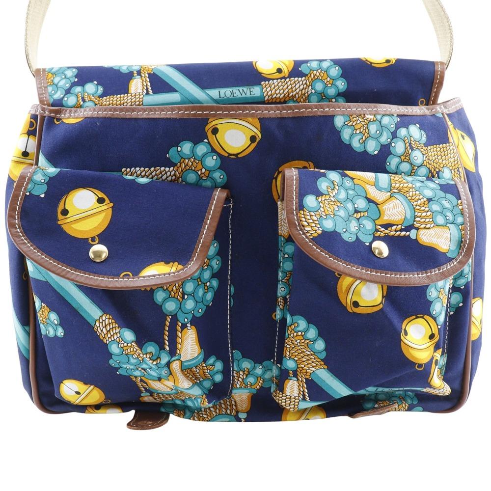 LOEWE Collection line Shoulder Bag COLECCION JEREZ vintage Navy blue canvas Women Used