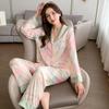 Pigiama Due Pezzi Donna Cardigan Abbigliamento Casa Fantasia Floreale Manica Lunga Lingerie Elegante Biancheria da Notte Sexy Donna Abbigliamento da Notte Ragazza