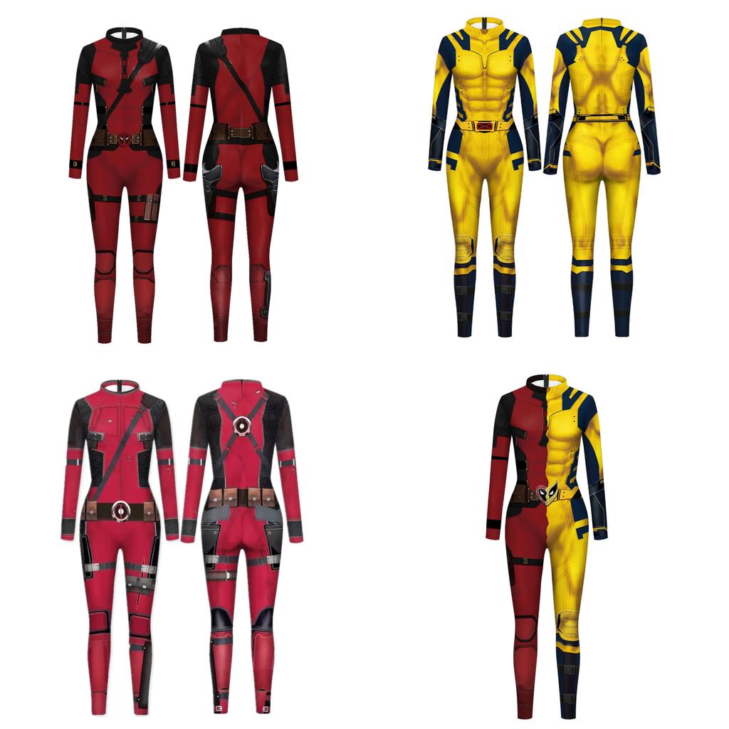 Marvel Deadpool And Wolverine Cosplay Jumpsuit With 3d Digital Print For Halloween Anime Role Play