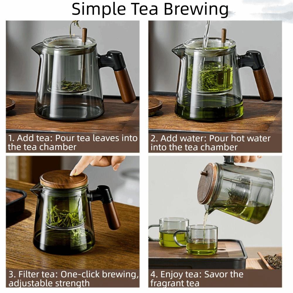 Creative Tea Separation Glass Teapot 650ML One-button Filtering Teapot  Drinkware