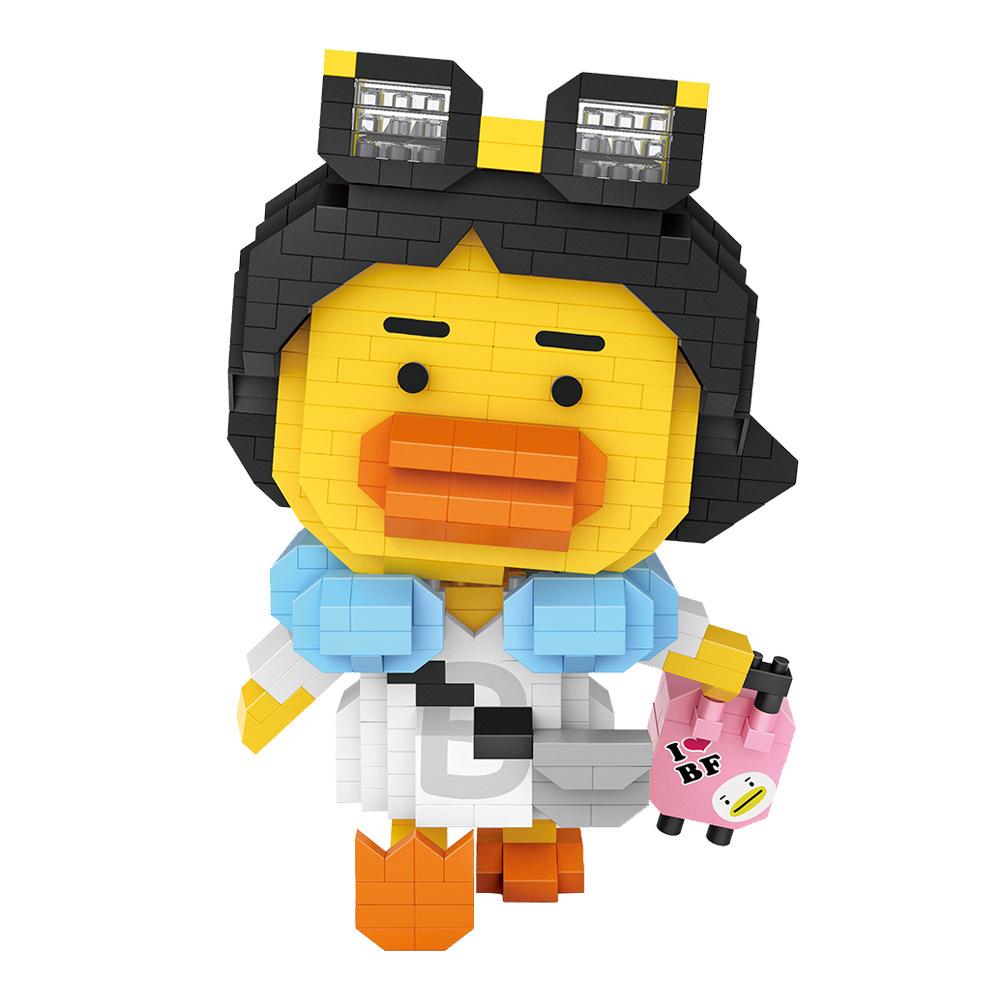 Loz Cartoon Milk Tea Yellow B Duck Particle Building Blocks Travel Duck Mini Micro Bricks Assembly Model Toys for Kid Christmas Gift