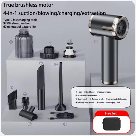 

5в1 автомобильный пылесос 1990000PA мощная машина для уборки бытовой техники автомобильный робот-пылесос беспроводной портативный 2024