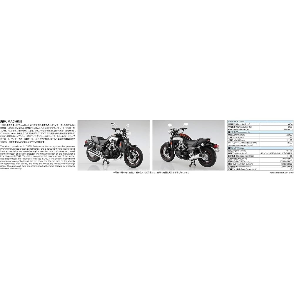 Aoshima Bunka Kyozai (AOSHIMA) 1/12 The Bike Series No. 7 Yamaha 4C4 Vmax 2007 Plastic Model