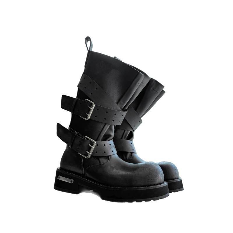 Venom boots for women's new British cowhide polished thick-soled battle-damaged knight tall Martin boots for men