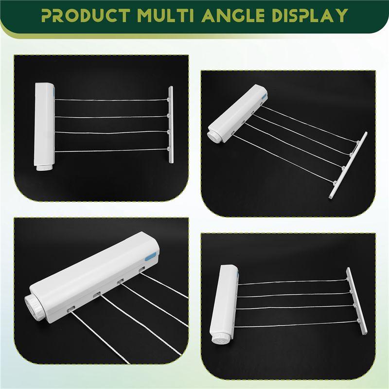ABBY-Retractable Clothesline Telescopic Indoor Outdoor Wall Mounted Clothes Dryer Line Drying Rope Hanger