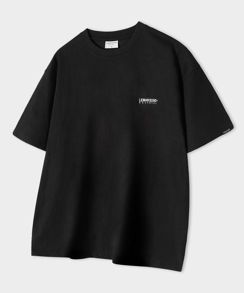 LEMAIN SECOND Basic Logo Print Oversized Short Sleeve T-Shirt [Black]