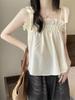 Women's Sweet & Fresh Textured Cropped Tie-Up Camisole: Summer 2026 Ruffle, Loose, Slimming Top