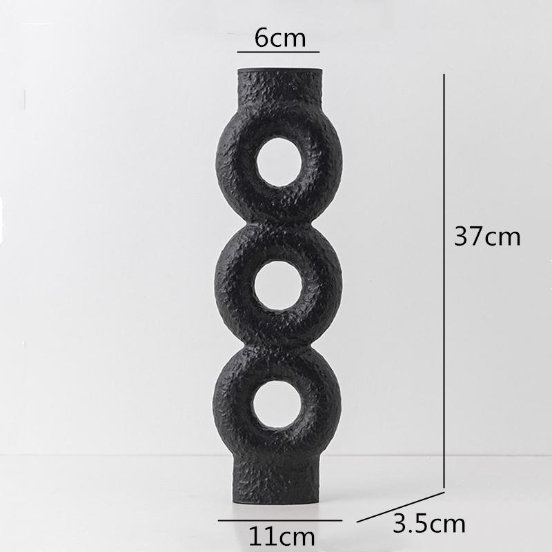 Ceramiczny Wazon Geometria Koło Czarno-Biała Tekstura Abstrakcyjny Kwiatowy Rękodzieło Ozdoby Nowoczesna Dekoracja Domu Wazon na Kwiaty